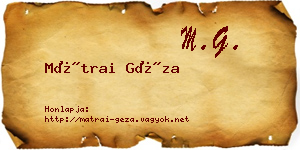 Mátrai Géza névjegykártya